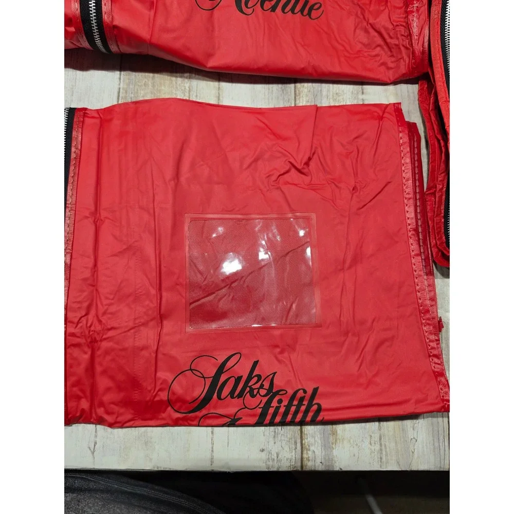 3 Saks Fifth Avenue Red Garment Bags Logo Zippered Travel Storage Bags 23x72